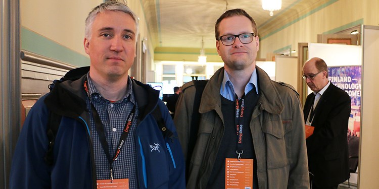 Daniel Björk och Hans Opel från Prismalence i Örnsköldsvik var svenska företagare med på energikonferensen